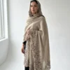 Beige Pashmina Shawl with Intricate Floral Lace Border