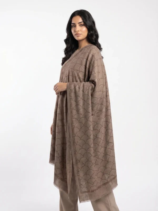 Mocha Pashmina Shawl with All-Over Spiral Swarovski