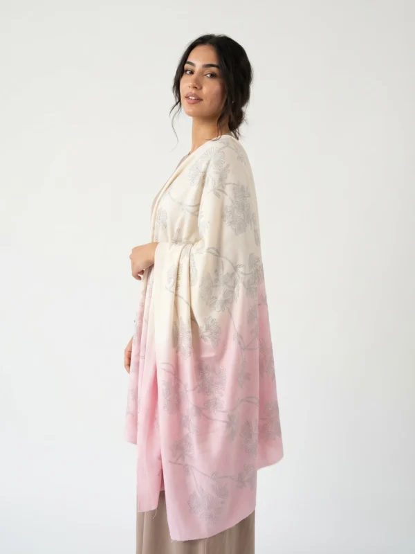 Blush Ivory Pashmina Shawl with All-Over Swarovski