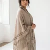 Cashmere Swarovski Shawl With Suede Fringes