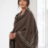 Cashmere Swarovski Shawl With Suede Fringes