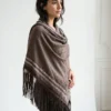 Cashmere Swarovski Shawl With Suede Fringes