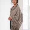 Cashmere Swarovski Shawl With Suede Fringes