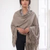 Cashmere Swarovski Shawl With Suede Fringes