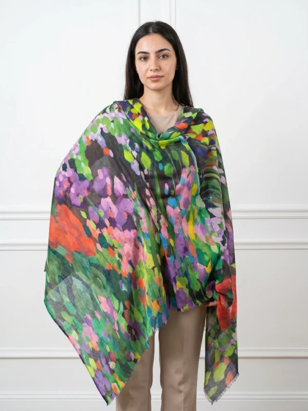 Multicolored Digital Printed Cashmere Shawl