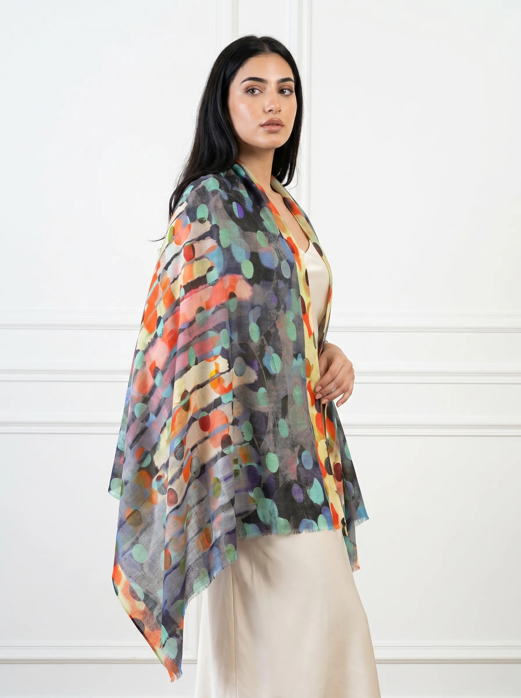 Multicolored Digitally Printed Cashmere Shawl