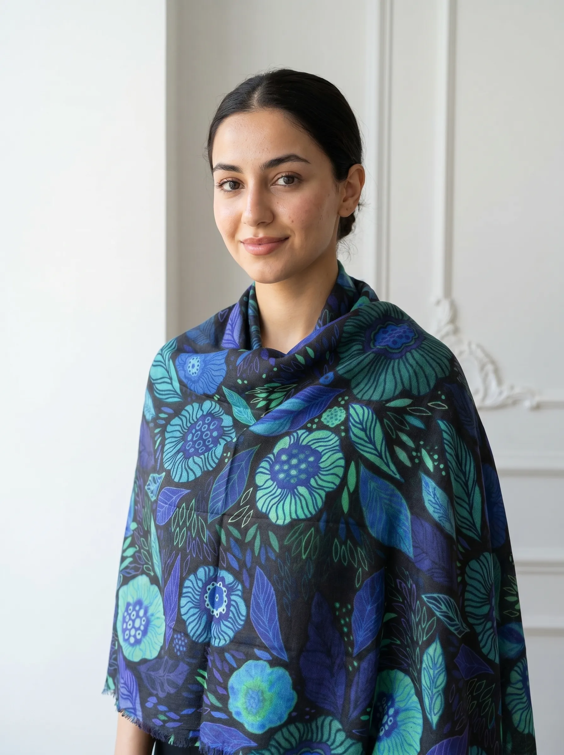 Digital Printed Cashmere Shawl - Multicolored