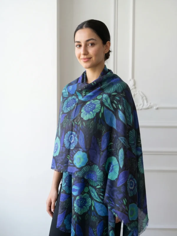Digital Printed Cashmere Shawl - Multicolored
