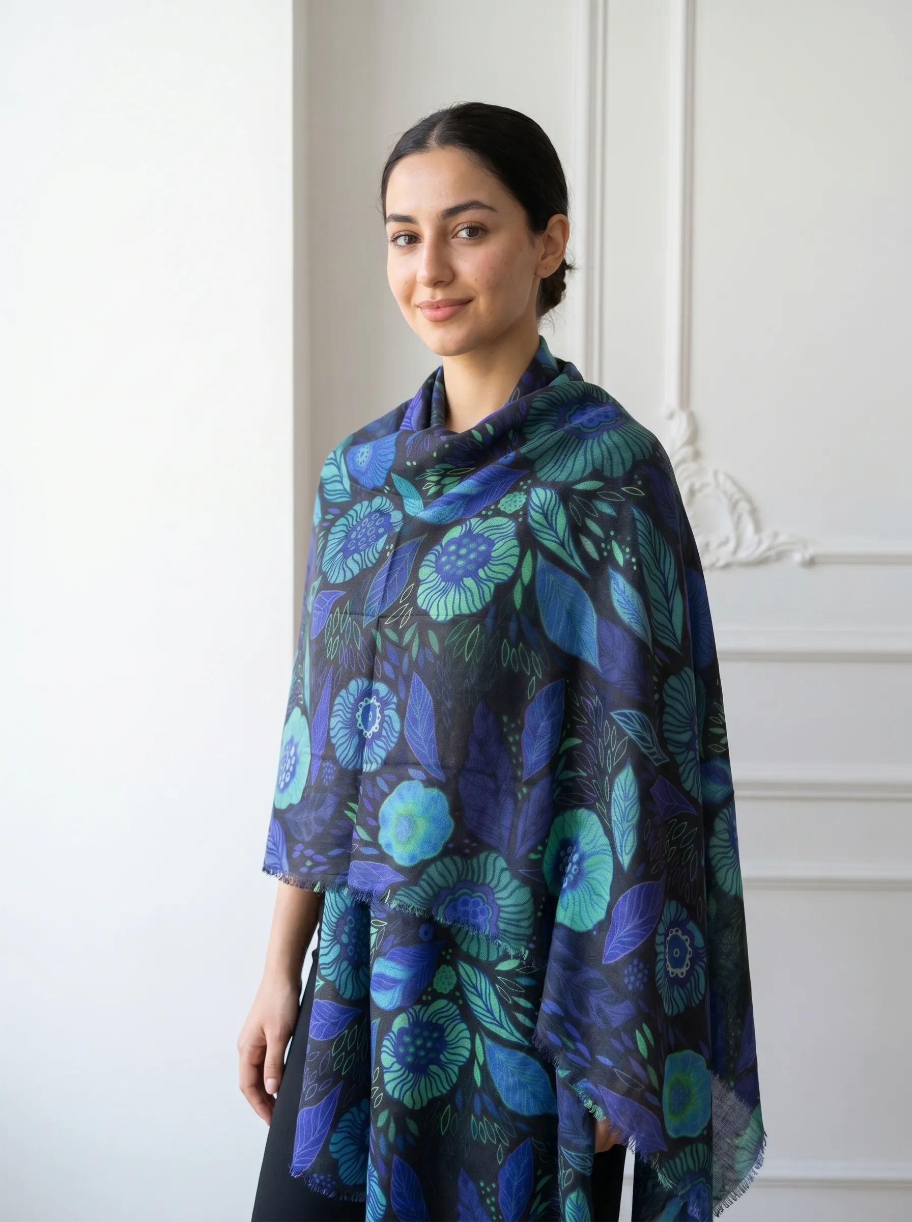 Digital Printed Cashmere Shawl - Multicolored