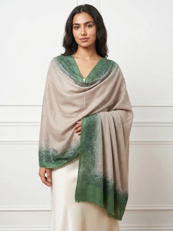 Pashmina Ombre Shawl With Pixel Fade Swarovski Design