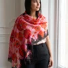 Pashmina Ombre Swarovski Shawl With Lace Border