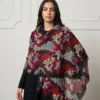 Printed Pashmina Shawl With Swarovski and Lace Detailing