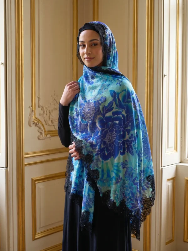 Printed Swarovski Lace Pashmina Shawl