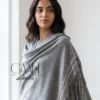Cashmere Swarovski Shawl With Suede Fringes