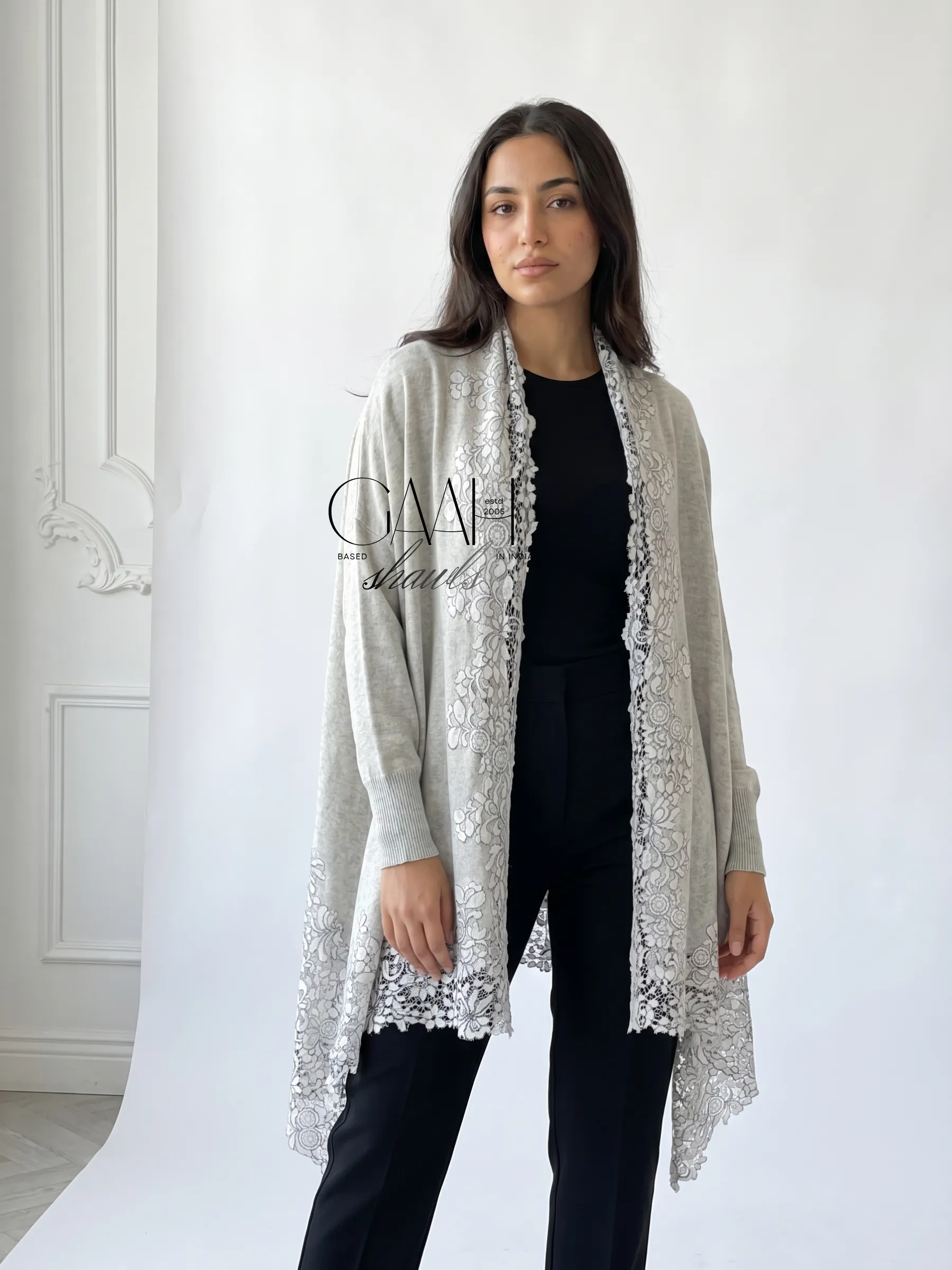 Cashmere Knitted Lace Shrug