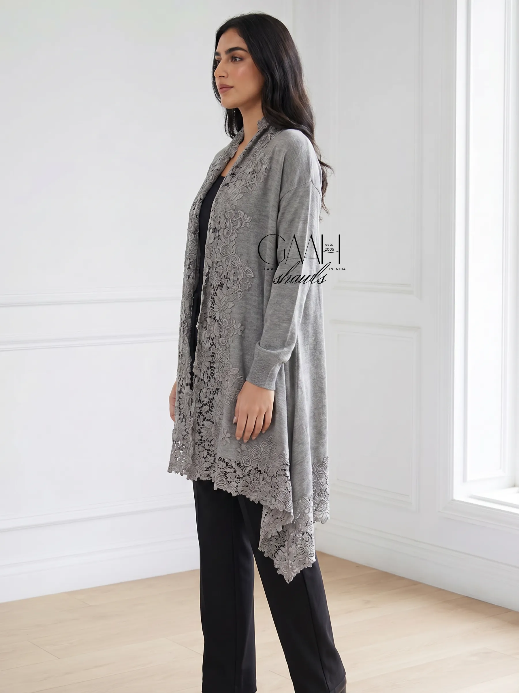 Soft Cashmere Knitted Lace Shrug