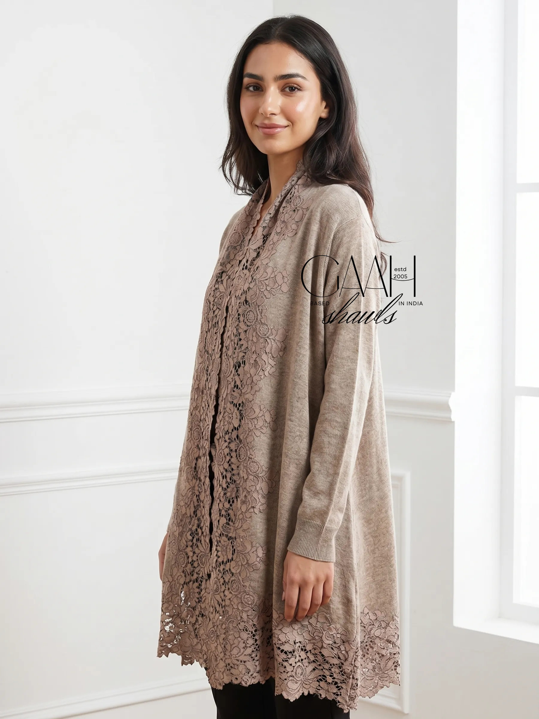 Floral Lace Cashmere Cover-Up