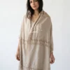 Pearl Beige Pashmina Shawl With Leaf Lace