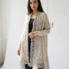 Cashmere Knit Shrug With Floral Border Lace