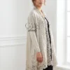 Cashmere Knit Shrug With Floral Border Lace