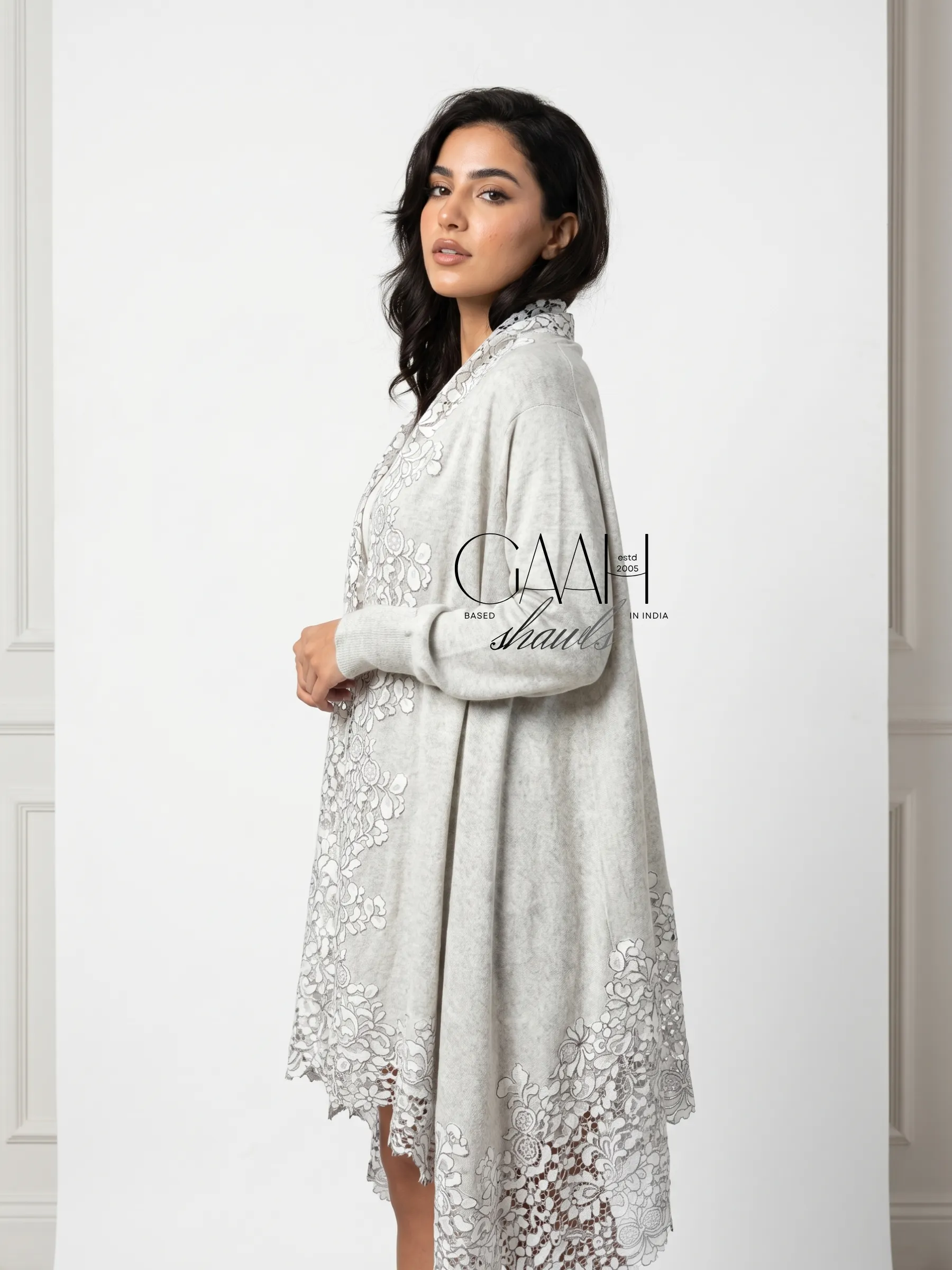 Cashmere Knitted Lace Shrug