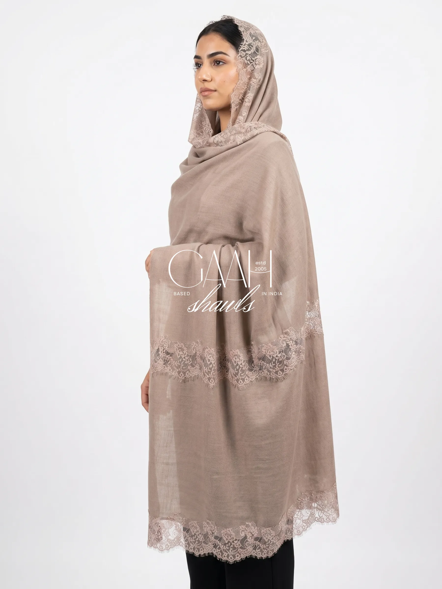 Pashmina Shawl With Lace Detailing