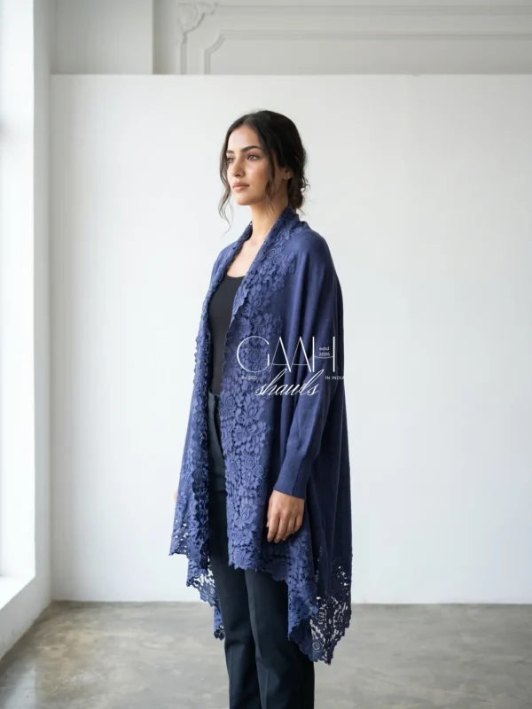 Cashmere Knitted Shrug With Lace