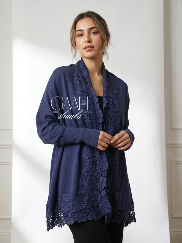Cashmere Knitted Shrug With Lace