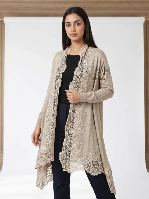Cashmere Knitted Floral Lace Shrug