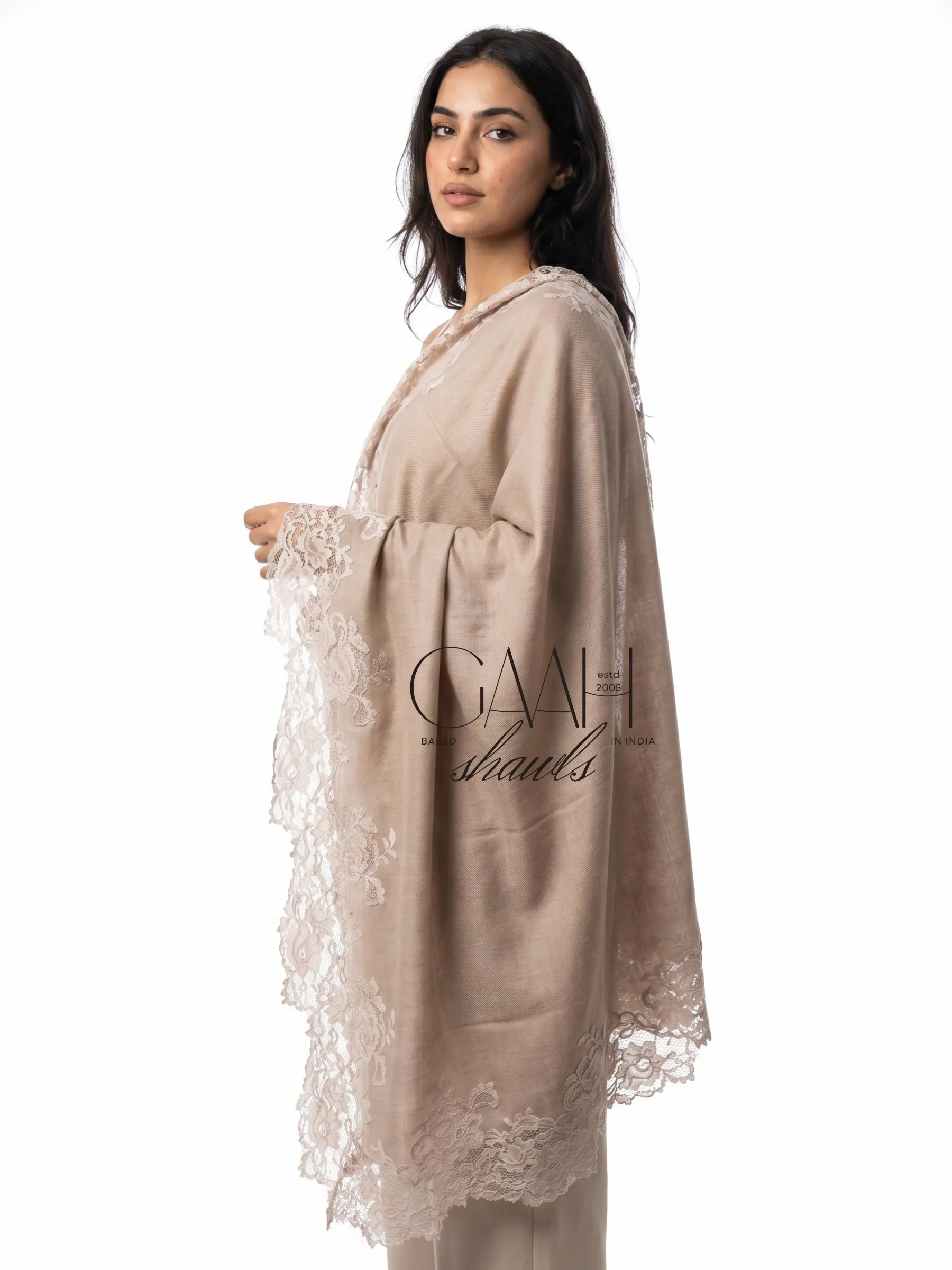 Rose Mist Lace Pashmina Shawl