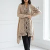 Cashmere Knitted Shrug With Floral Lace Border Cashmere Knitted Shrug With Floral Lace Border