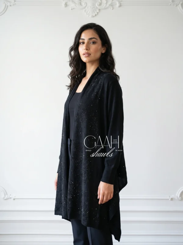 Black Swarovski Cashmere Knit Shrug