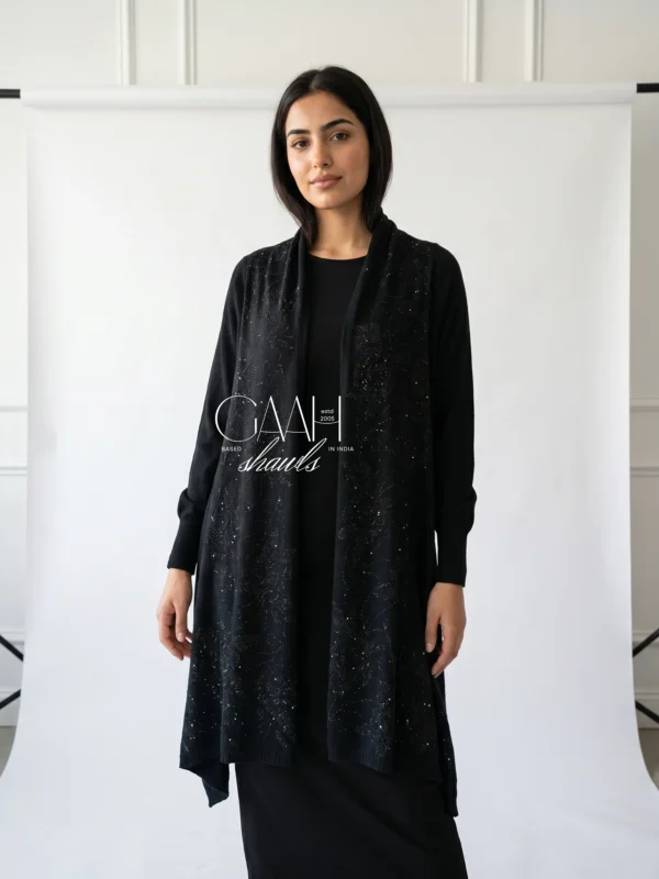Black Swarovski Cashmere Knit Shrug