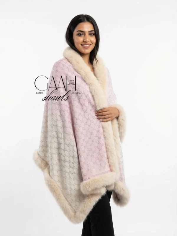 Pashmina Fur Shawl With All-Over Swarovski Design