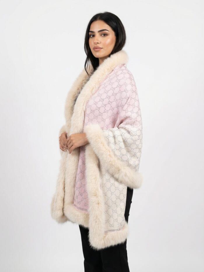 Pashmina Fur Shawl With All-Over Swarovski Design