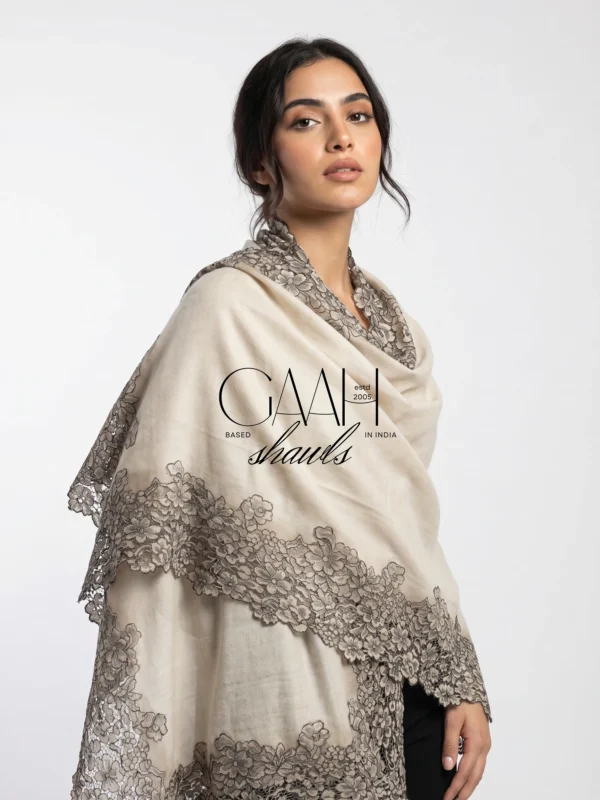 Pashmina Shawl with Floral Border lace