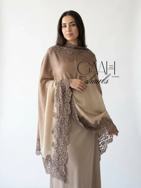 Pashmina Shawl with Floral Border lace