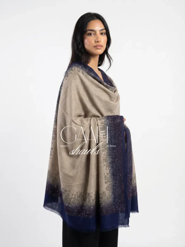 Pashmina Ombre Shawl With Pixel Fade Swarovski Border