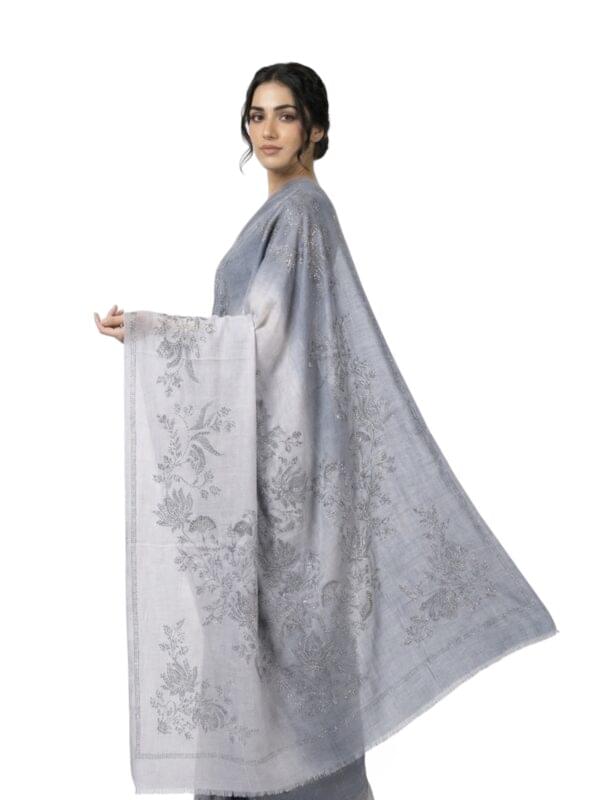pashmina shawl embedded with floral swarovski