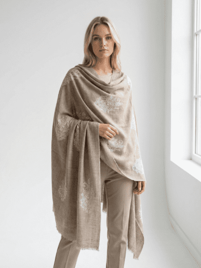 handcrafted pure pashmina shawl with sozni embroidery