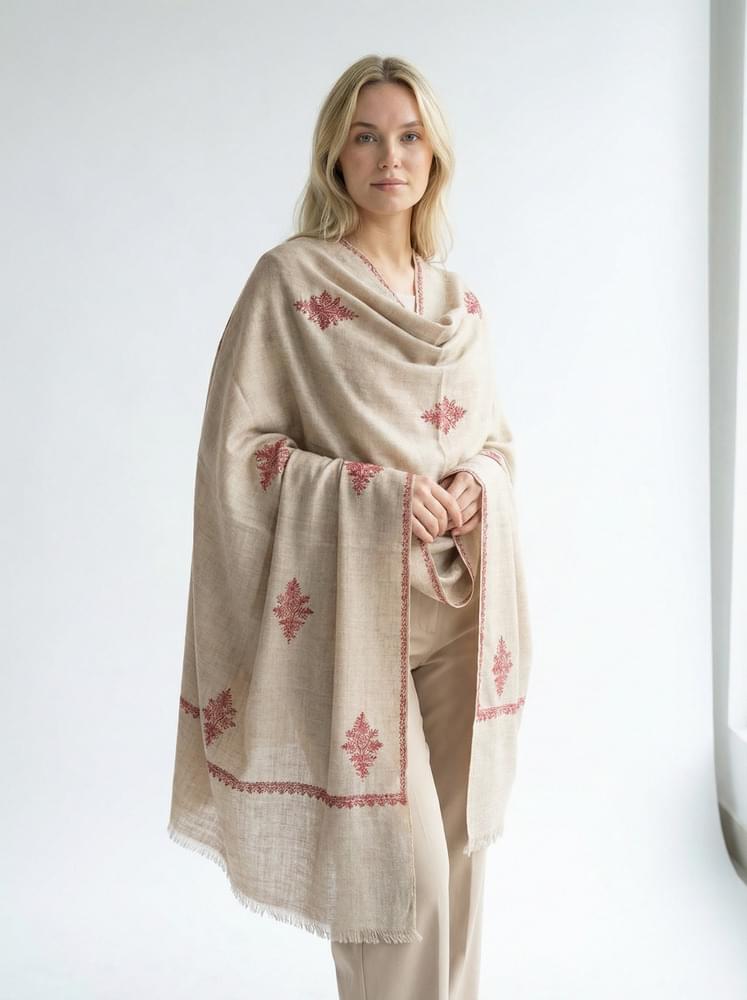 Pure Pashmina Hand Embroidered Sozni Shawl Pure Pashmina Hand Embroidered Sozni Shawl