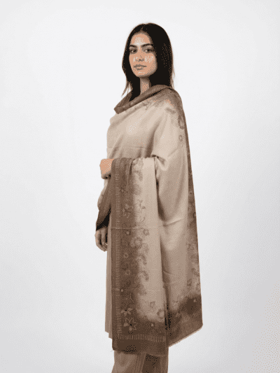 Pashmina Shawl With Floral Swarovski Border Design