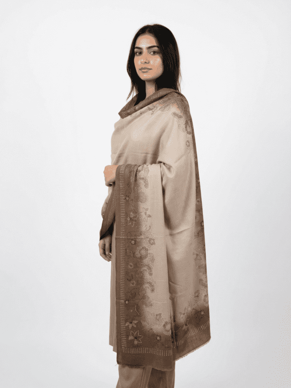 Pashmina Shawl With Floral Swarovski Border Design