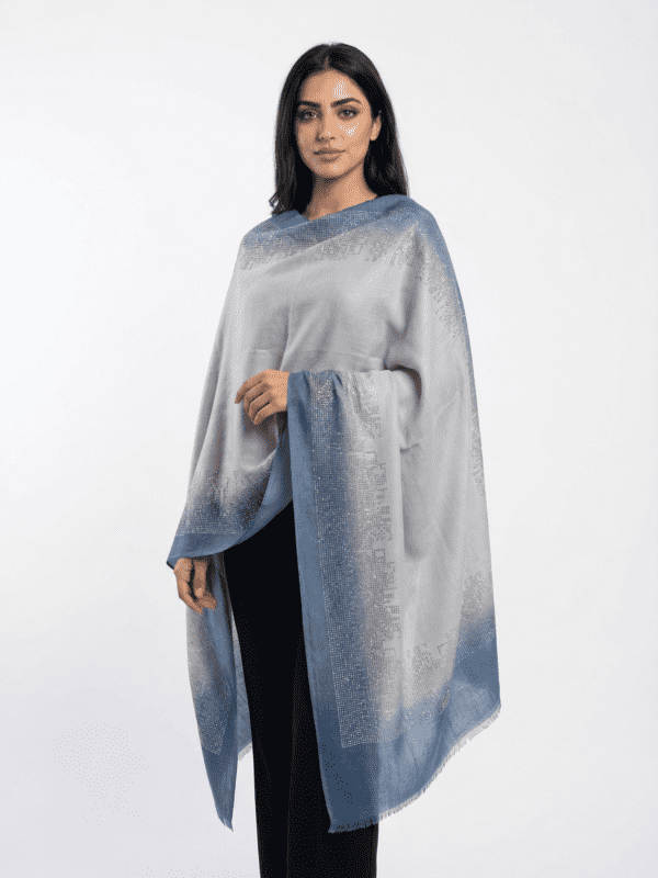 Pashmina Shawl With Pixel Fade Swarovski Border