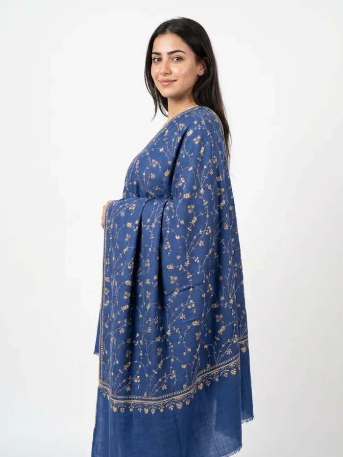 100% Pure Pashmina Shawl With Sozni Embroidery