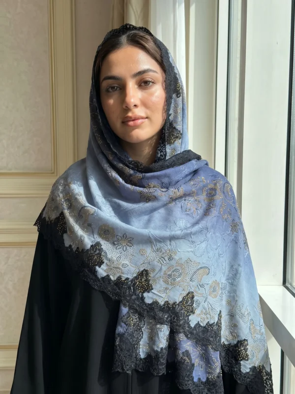 Pashmina Shawl With Swarovski And lace Detailing