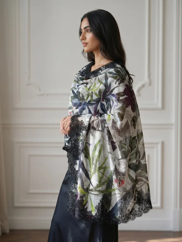 Printed Swarovski Lace Pashmina Shawl