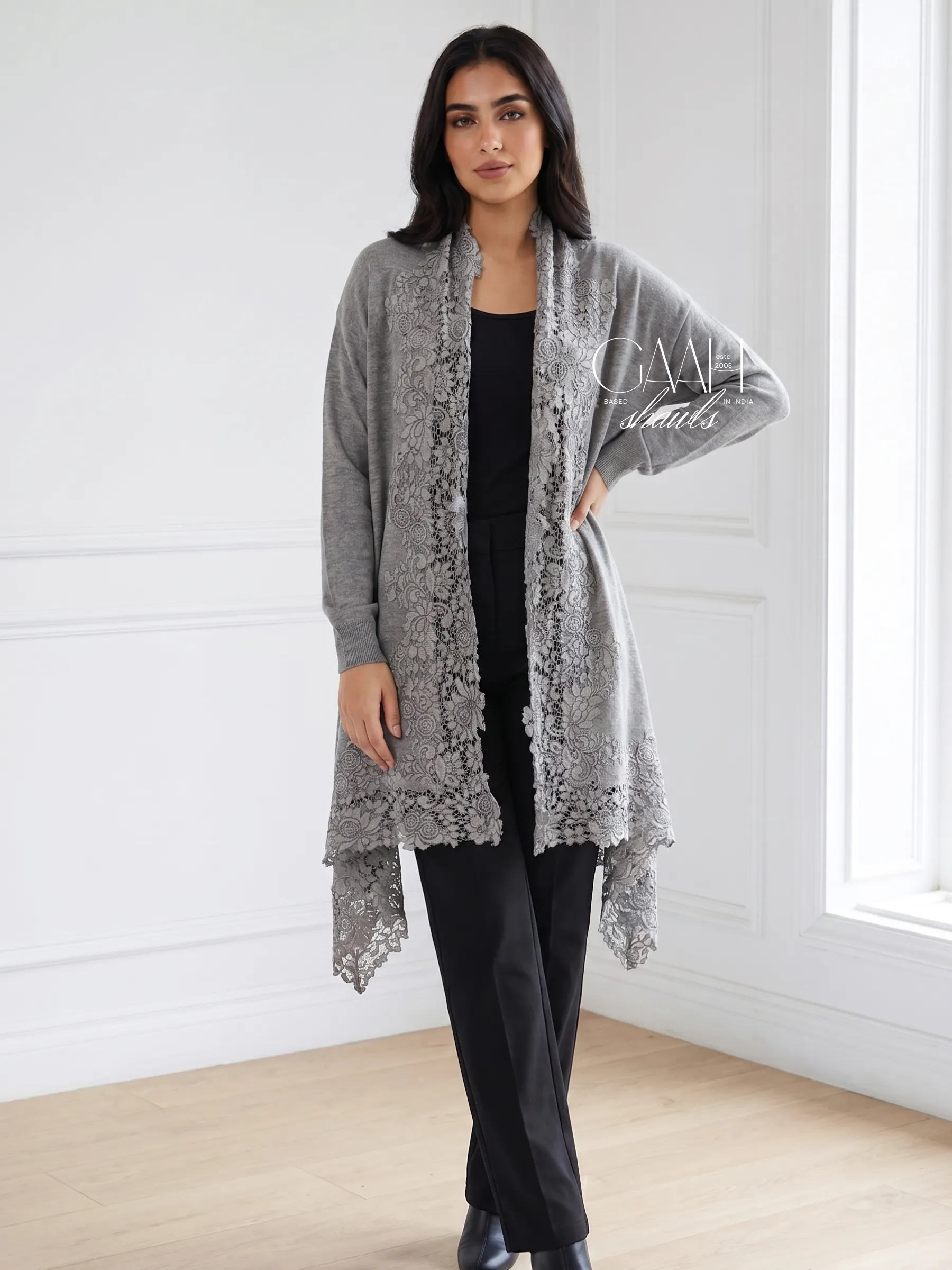Soft Cashmere Knitted Lace Shrug