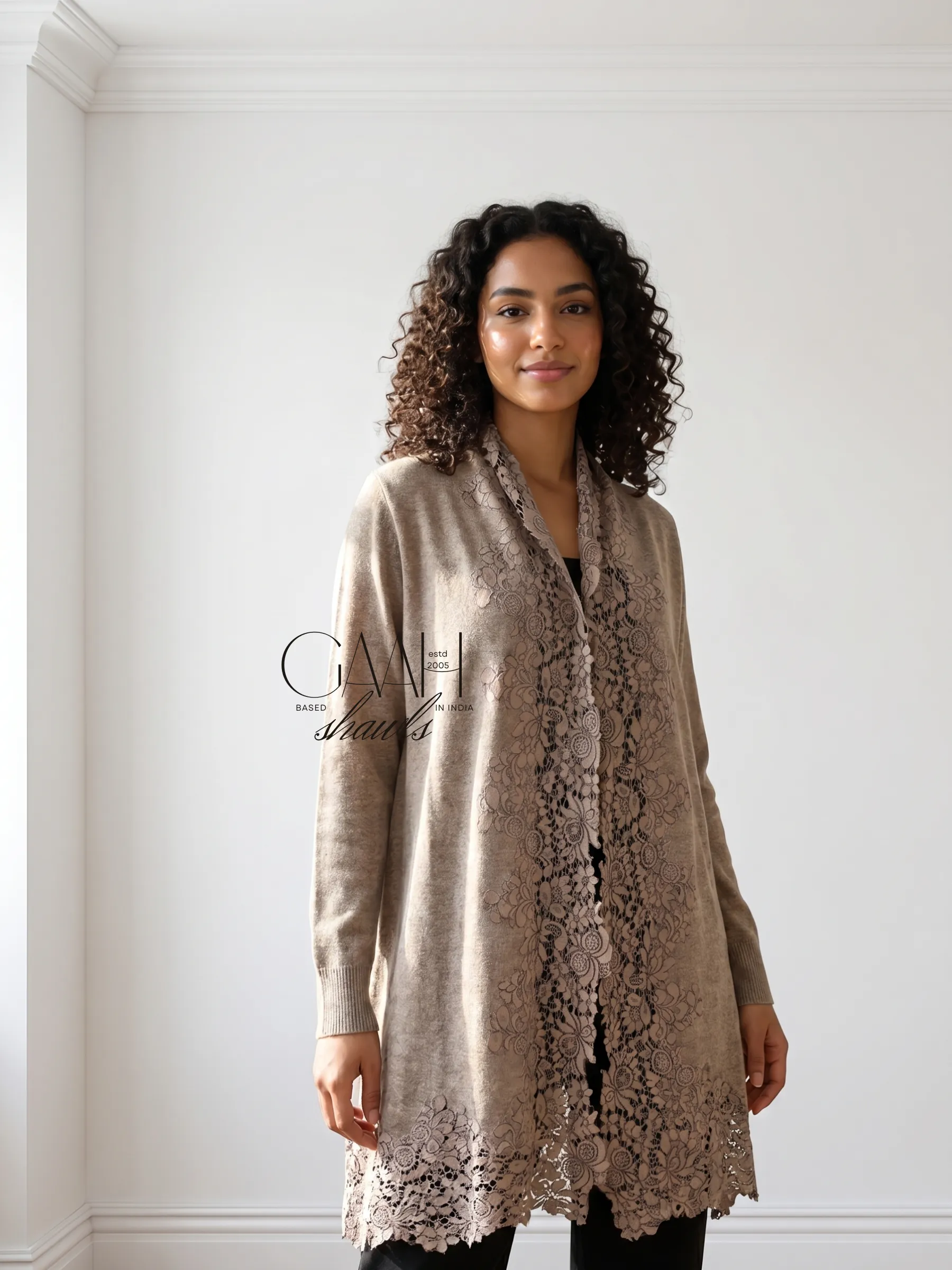 Floral Lace Cashmere Cover-Up