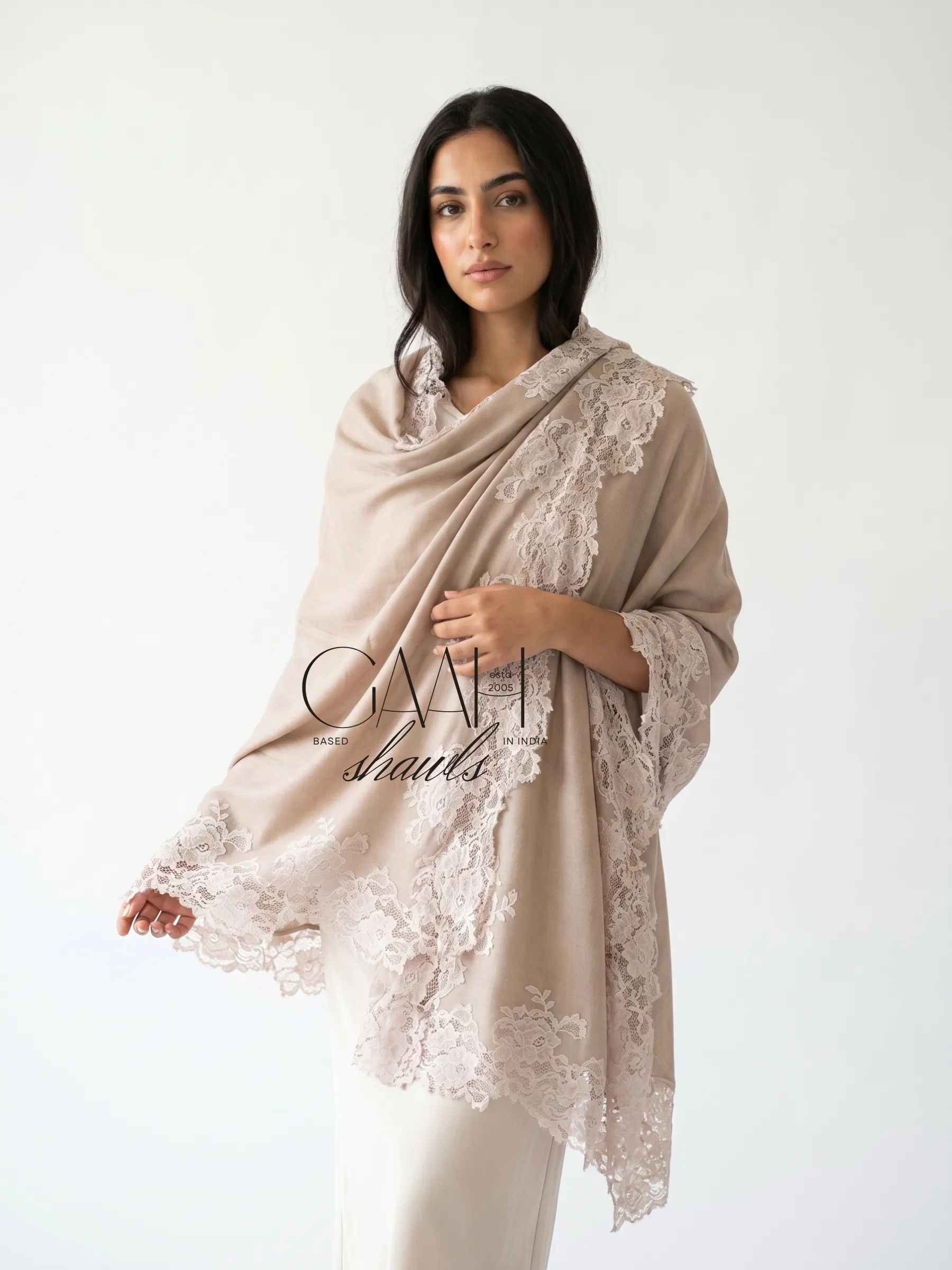 Rose Mist Lace Pashmina Shawl